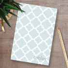Motif Quatrefoil bleu clair Nom personnalisé