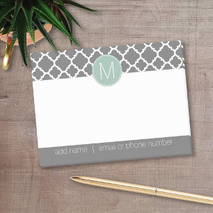Post-it® Motif Quatrefoil tendance avec monogramme personna