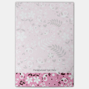 Post-it® motif rose des oiseaux et des fleurs mignons