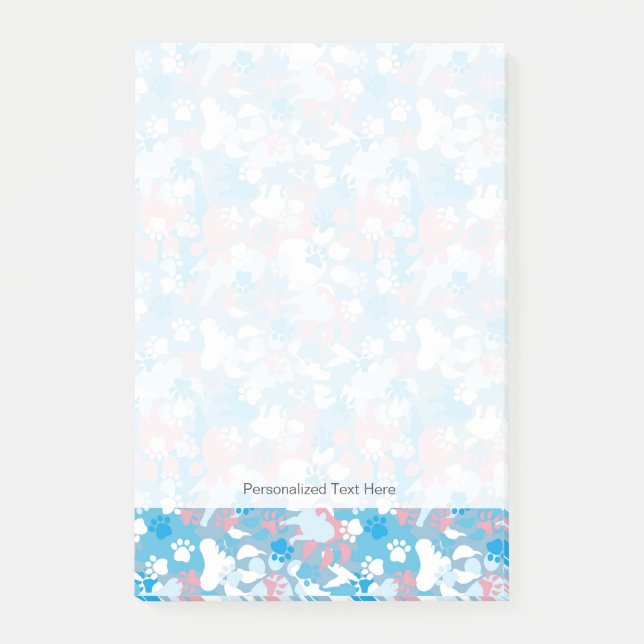 Post-it® Motif rose et bleu de chien de camouflage (Devant)