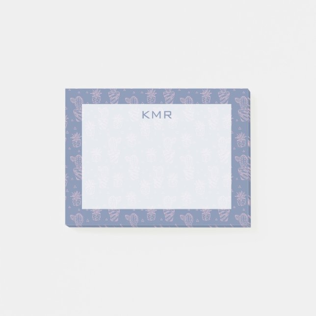 Post-it® Motif rose et pourpre de cactus de bande dessinée (Devant)