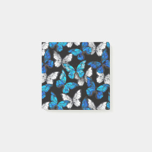 Post-it® Motif sans couleur foncée avec papillons bleus Mor