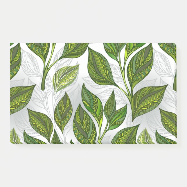 Post-it® Motif sans couture avec Feuilles de thé vert (Devant)