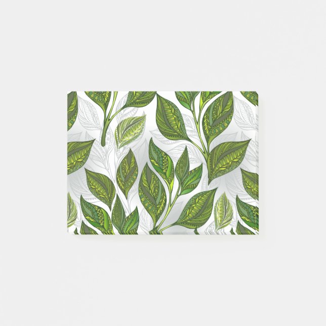 Post-it® Motif sans couture avec Feuilles de thé vert (Devant)