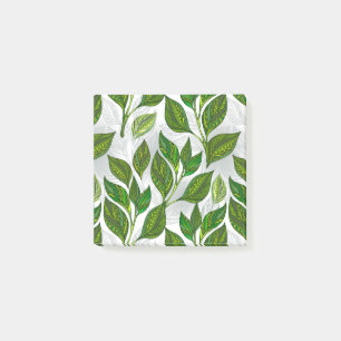Post-it® Motif sans couture avec Feuilles de thé vert