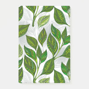 Post-it® Motif sans couture avec Feuilles de thé vert
