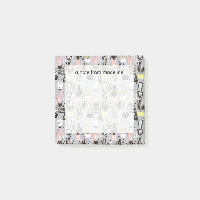 Post-it® Motif texturisé tiré par la main de cactus (Devant)