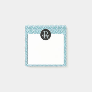 Post-it® Motif tiré par la main de remous sur Teal, décoré