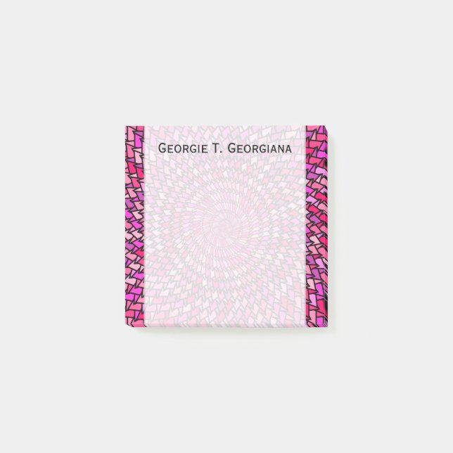 Post-it® Motif tourbillonnant rose et pourpre Girly + Nom (Devant)