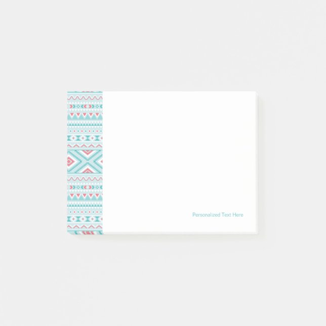 Post-it® Motif tribal Aztec Turquoise et rose (Devant)
