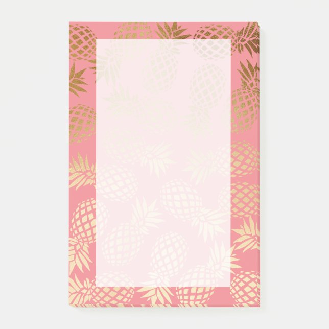 Post-it® motif tropical d'ananas d'or élégant de faux (Devant)
