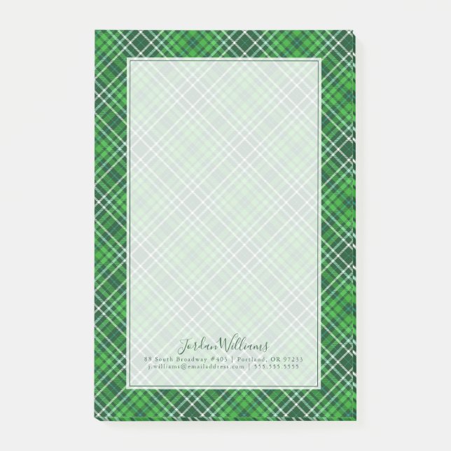 Post-it® Motif vert-foncé et de Forest Green de plaid (Devant)