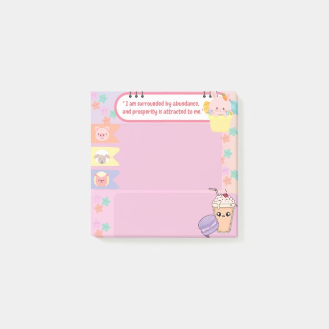 Post-it® Motivation Kawaii mignonne rose et pourpre (Devant)