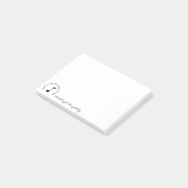 Post-it® Music Note Nom de script Black White Personnalisé (Incliné)