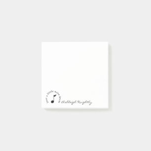 Post-it® Music Note Nom de script Black White Personnalisé