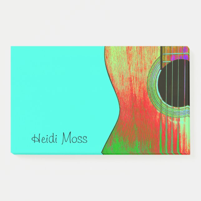 Post-it® Musical Monogramme Turquoise Green Guitare (Devant)