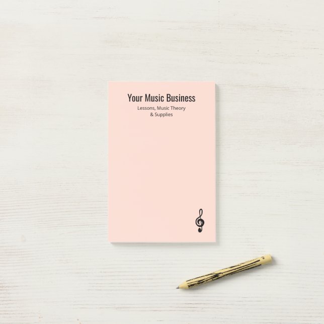 Post-it® Musicien professionnel Clef Pink Treble (Sur un bureau)