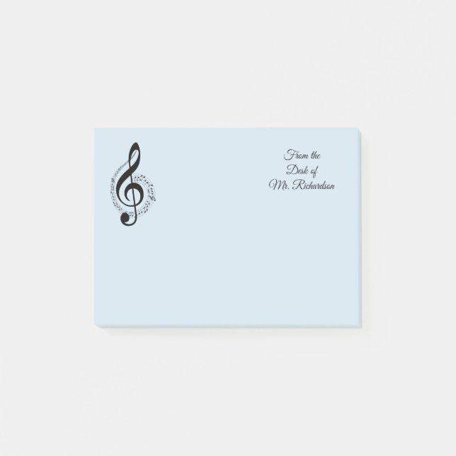 Post-it® Musique Bleue Personnalisée Post it Notes 4x3 (Devant)