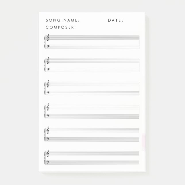 Post-it® Musique de feuille blanche (Devant)