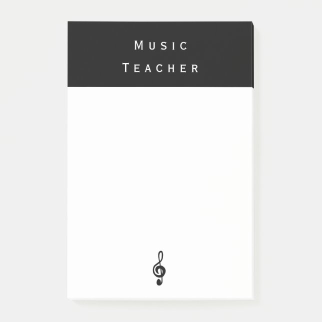 Post-it® Musique Enseignant Treble Clef Noir Blanc Minimali (Devant)