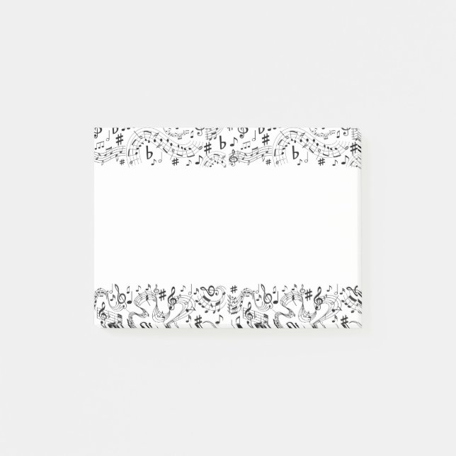 Post-it® Musique Notes musicales Noir et blanc (Devant)