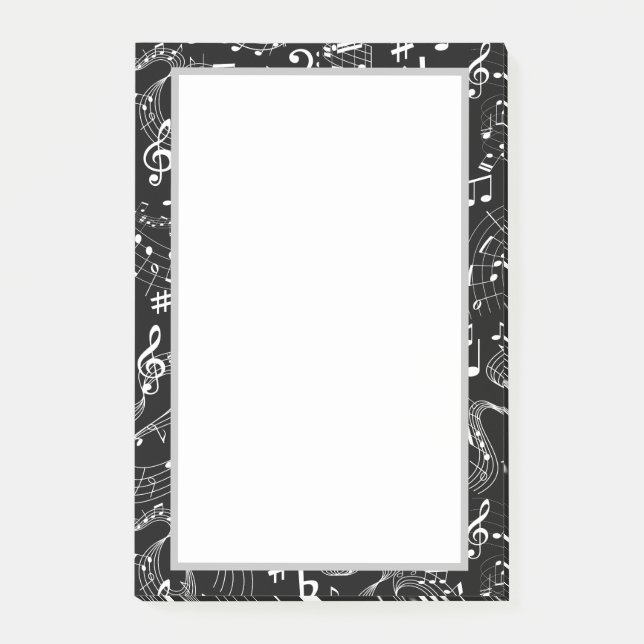 Post-it® Musique Notes musicales Noir et blanc (Devant)