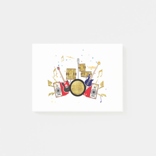 Post-it® musique partie guitare batterie ensemble musical (Devant)