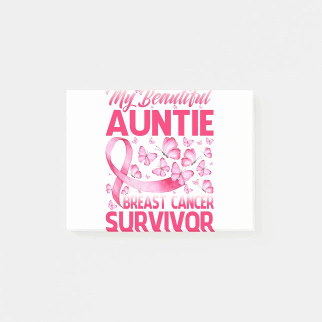 Post-it® My Beautiful Auntie Breast Cancer Survivor Butterf (Devant)
