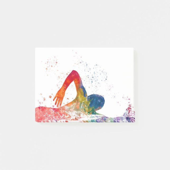 Post-it® nageur en aquarelle (Devant)