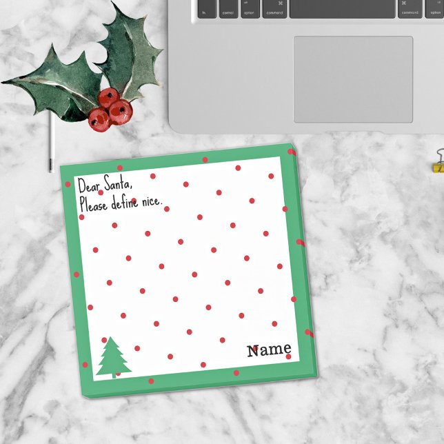 Post-it® Name, Funny Dear Santa Red Polka Dots (Créateur téléchargé)