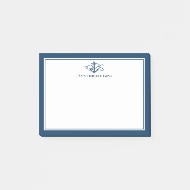 Post-it® Nautical Anchor Navy Blue Personalized (Devant)