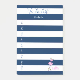 Post-it® Navy Bleu rayé, Flamant rose rose, À faire la list