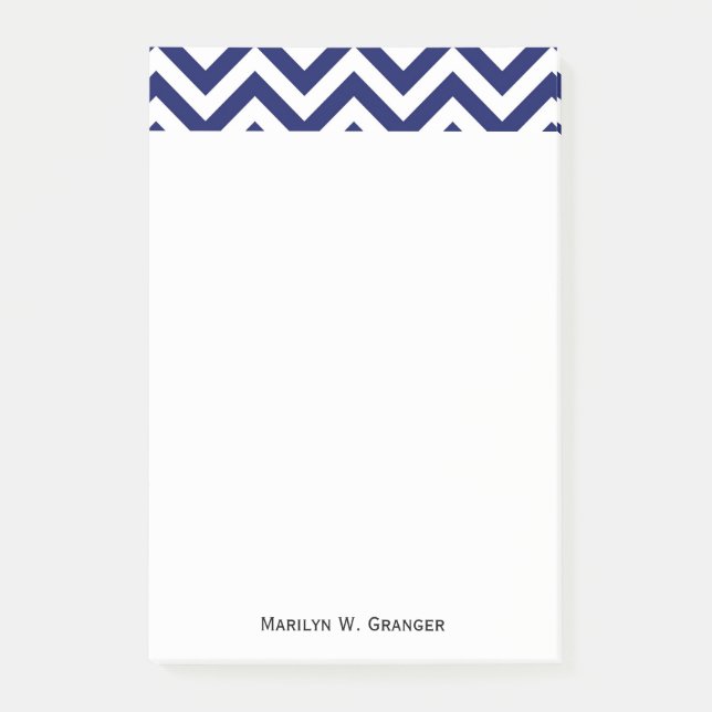 Post-it® Navy Blue and White Large Chevron Zig Zag (Devant)