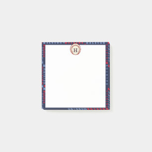 Post-it® Navy Blue Monogram Nom Cadeaux Enfants garçons bas