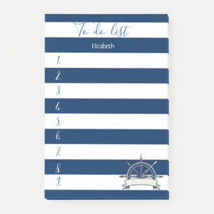 Post-it® Navy Blue Striped, Bateau Wheel To do list