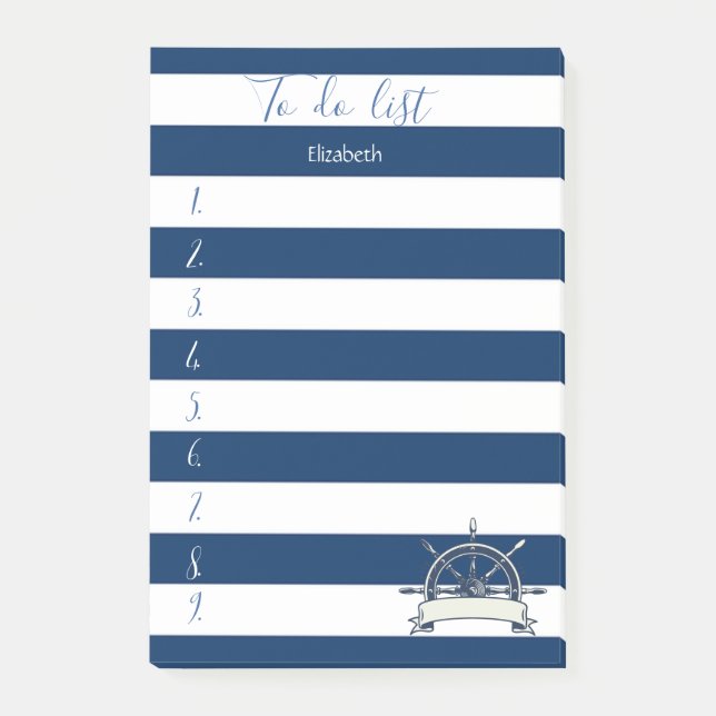 Post-it® Navy Blue Striped, Bateau Wheel To do list (Devant)
