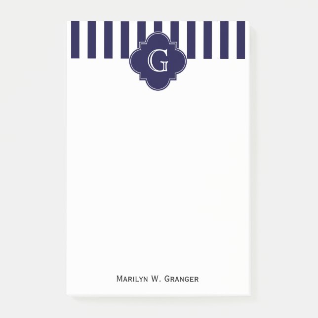 Post-it® Navy Blue White Stripes (Devant)