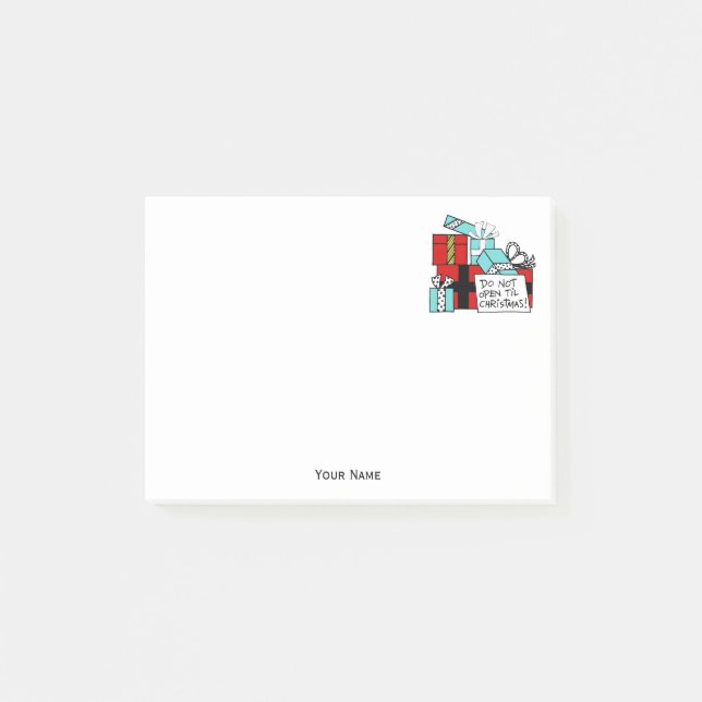 Post-it® Ne pas ouvrir jusqu'à Noël présente Noël (Devant)