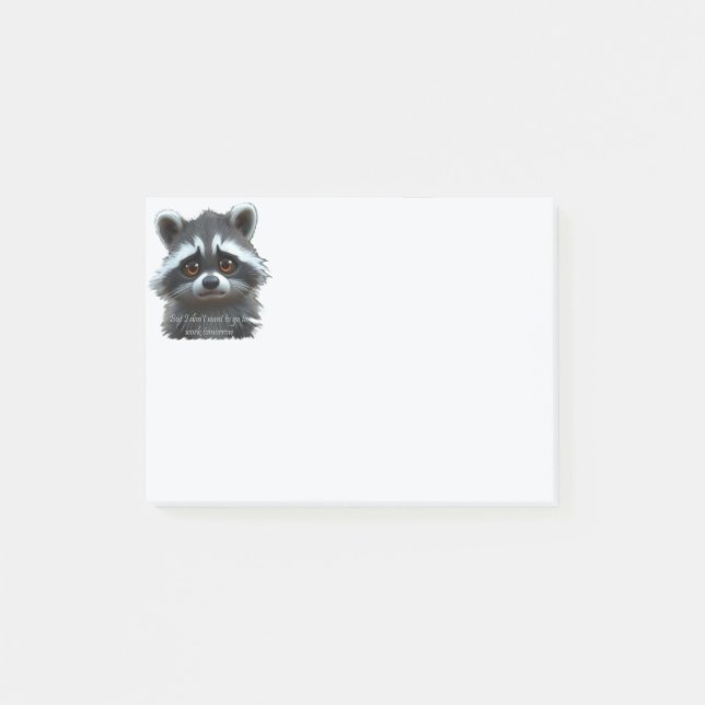 Post-it® Ne veux pas travailler Raccoon Animal (Devant)