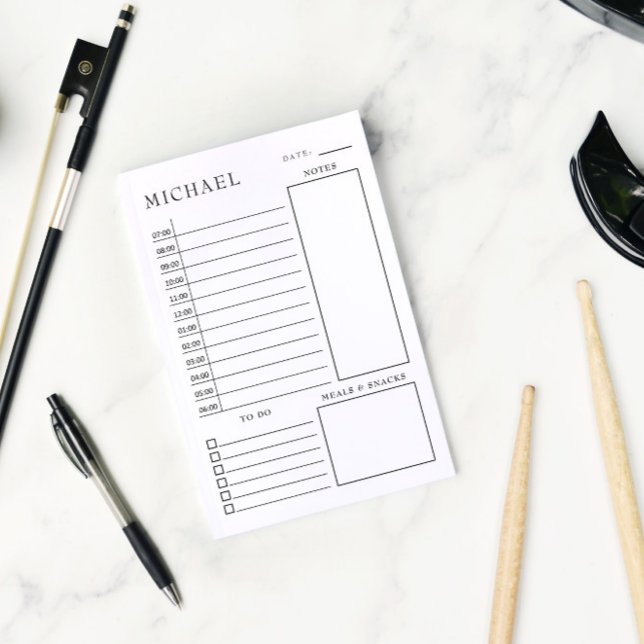Post-it® Nettoyer le planificateur quotidien noir et blanc (Créateur téléchargé)