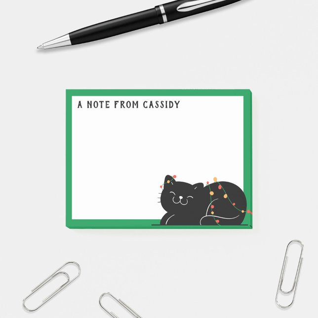 Post-it® Noël de chat noir personnalisé (Créateur téléchargé)