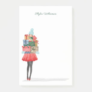 Post-it® Noël Lovin Girl Christmas Presents Aquarelle