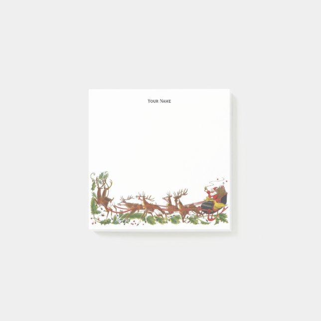 Post-it® Noël Noël Noël Père Noël Sleigh Reindeer frontière (Devant)