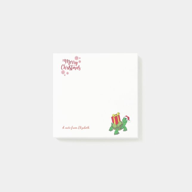 Post-it® Noël, Tortue, Chapeau de Père Noël, Personnalisé (Devant)