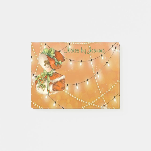 Post-it® Noël victorienLady Orange Arrière - plan avec lumi (Devant)