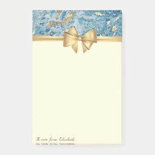 Post-it® Nœud élégant, texture de marbre bleu or paillettes