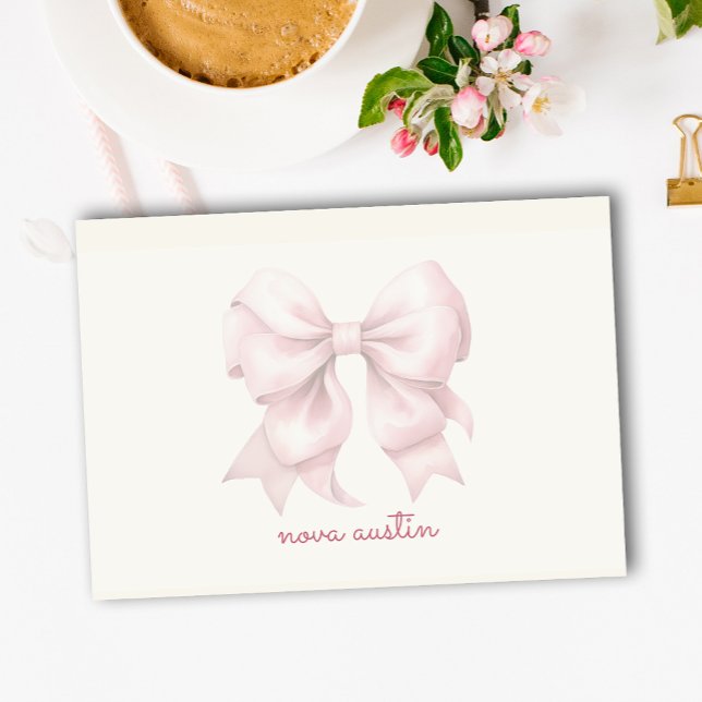 Post-it® Nœud Papillon Rose Tendance Personnalisé Avec Nom  (Créateur téléchargé)