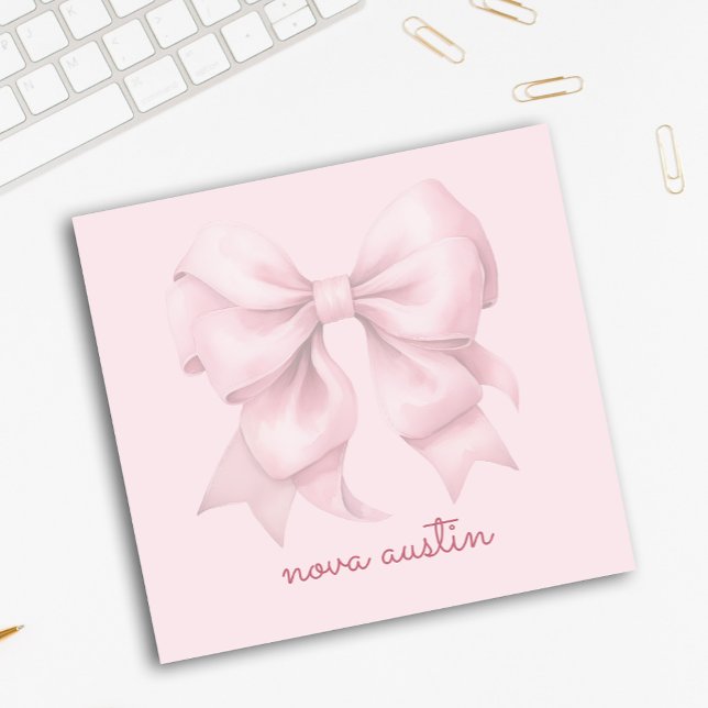 Post-it® Nœud Rose Tendance Personnalisé Avec Monogramme Du (Créateur téléchargé)