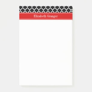 Post-it® Noir Blanc Marocain #5 Nom Rouge Monogramme