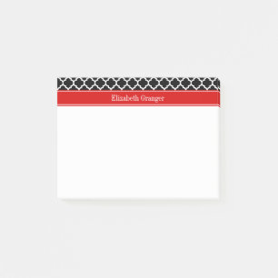 Post-it® Noir Blanc Marocain #5 Nom Rouge Monogramme